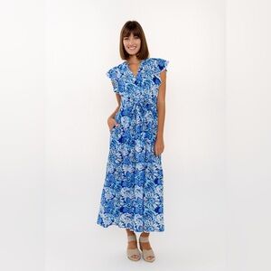 Charlee The Aubrey Dress by Charlee blue Daisy size large made in India  NWT